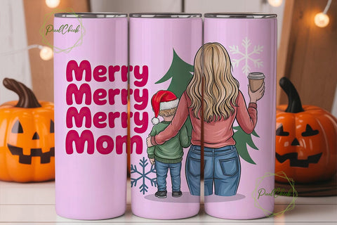 Merry Christmas Mom 20oz Tumbler Wrap Sublimation PixelChick 