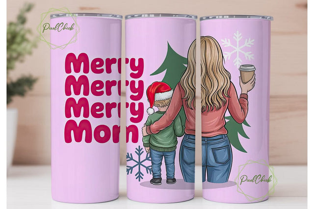 Merry Christmas Mom 20oz Tumbler Wrap Sublimation PixelChick 
