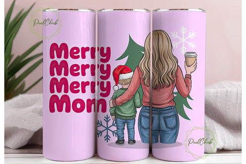 Merry Christmas Mom 20oz Tumbler Wrap Sublimation PixelChick 