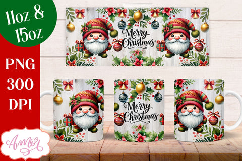 Merry Christmas mug wrap PNG Sublimation | 11oz and 15oz Sublimation Amorclipart 