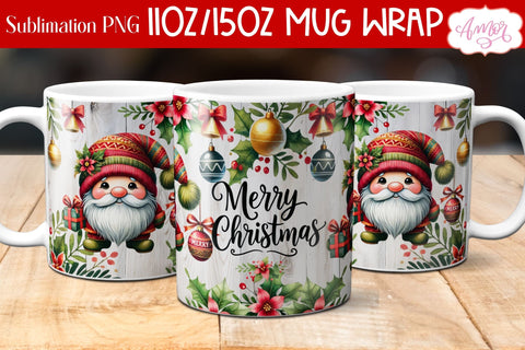 Merry Christmas mug wrap PNG Sublimation | 11oz and 15oz Sublimation Amorclipart 