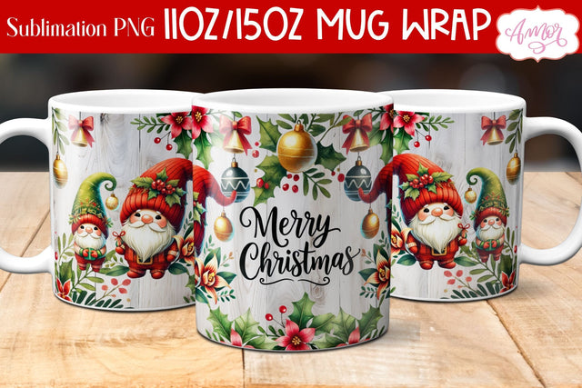 Merry Christmas mug wrap PNG Sublimation | 11oz and 15oz Sublimation Amorclipart 
