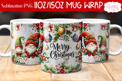 Merry Christmas mug wrap PNG Sublimation | 11oz and 15oz Sublimation Amorclipart 