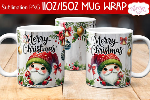 Merry Christmas mug wrap PNG Sublimation | 11oz and 15oz Sublimation Amorclipart 