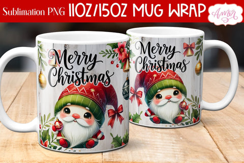Merry Christmas mug wrap PNG Sublimation | 11oz and 15oz Sublimation Amorclipart 