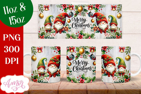 Merry Christmas mug wrap PNG Sublimation | 11oz and 15oz Sublimation Amorclipart 