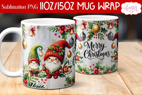 Merry Christmas mug wrap PNG Sublimation | 11oz and 15oz Sublimation Amorclipart 