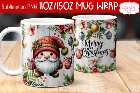Merry Christmas mug wrap PNG Sublimation | 11oz and 15oz Sublimation Amorclipart 
