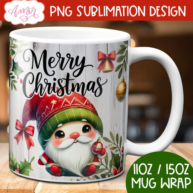 Merry Christmas mug wrap PNG Sublimation | 11oz and 15oz Sublimation Amorclipart 
