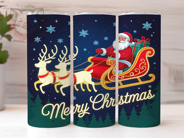 Merry Christmas Neon Santa Tumbler, Santa Reindeer Sublimation Design, Festive Holiday Cup Art, 20oz Xmas Tumbler, Whimsical Neon Mug, Stylish Christmas Cup, Cozy Holiday Wrap Sublimation Lara' s Designs 