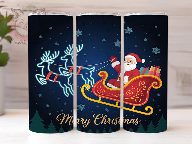 Merry Christmas Neon Santa Tumbler, Santa Reindeer Sublimation Design, Festive Holiday Cup Art, 20oz Xmas Tumbler, Whimsical Neon Mug, Stylish Christmas Cup, Cozy Holiday Wrap Sublimation Lara' s Designs 