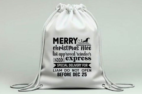 Merry christmas nice list approved reindeer express special delivery for liam do not open before dec 25 SVG Angelina750 