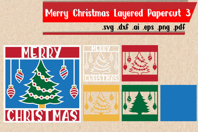 Merry Christmas Papercut Layered 3 3D Paper zafrans studio 