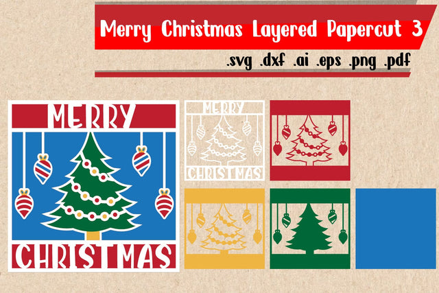 Merry Christmas Papercut Layered 3 3D Paper zafrans studio 