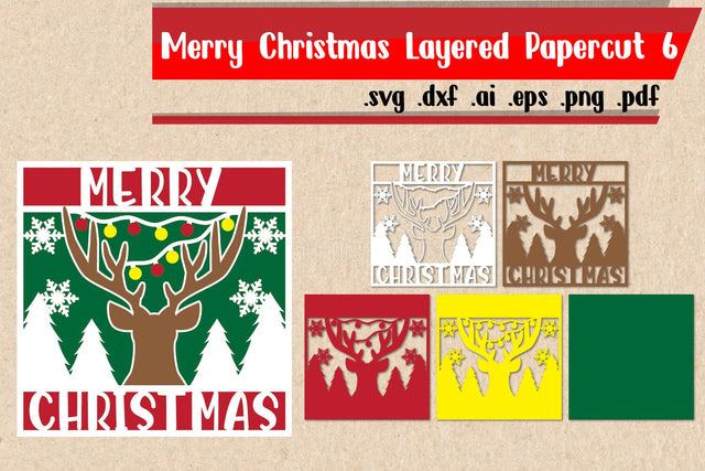 Merry Christmas Papercut Layered 6 3D Paper zafrans studio 