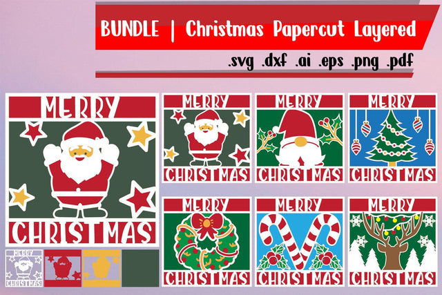 Merry Christmas Papercut Layered BUNDLE 3D Paper zafrans studio 