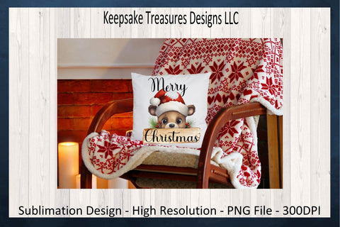 Merry Christmas Peeking Teddy Bear, Sublimation PNG Design, Christmas T-Shirt PNG, Digital Download Sublimation Keepsake Treasures Designs LLC. 