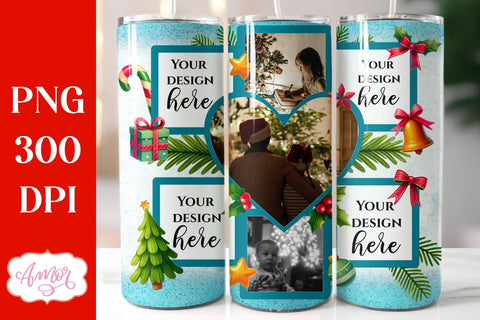 Merry Christmas Photo Tumbler Wraps for sublimation BUNDLE Sublimation Amorclipart 