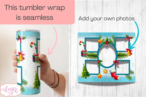 Merry Christmas Photo Tumbler Wraps for sublimation BUNDLE Sublimation Amorclipart 