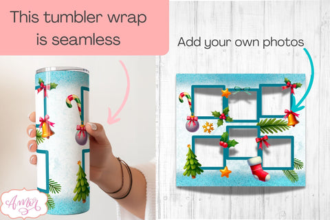 Merry Christmas Photo Tumbler Wraps for sublimation BUNDLE Sublimation Amorclipart 