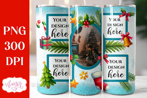 Merry Christmas Photo Tumbler Wraps for sublimation BUNDLE Sublimation Amorclipart 