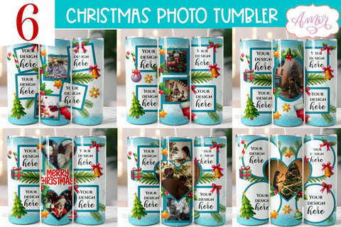 Merry Christmas Photo Tumbler Wraps for sublimation BUNDLE Sublimation Amorclipart 
