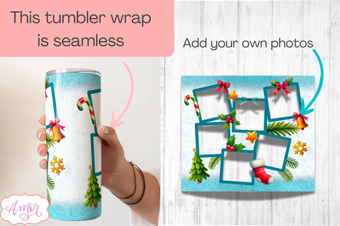 Merry Christmas Photo Tumbler Wraps for sublimation BUNDLE Sublimation Amorclipart 