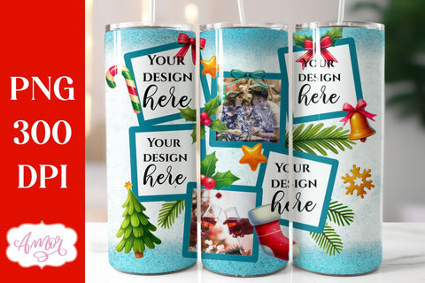 Merry Christmas Photo Tumbler Wraps for sublimation BUNDLE Sublimation Amorclipart 