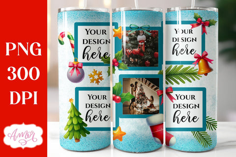 Merry Christmas Photo Tumbler Wraps for sublimation BUNDLE Sublimation Amorclipart 