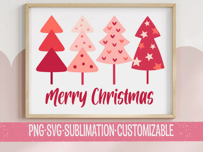 Merry Christmas Pink Tree SVG PNG - Festive Holiday Art for DIY Crafts & Decor SVG YaySportsandSuch 