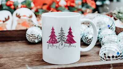 Merry Christmas Pink Trees PNG | Pink Christmas Tree Sublimation Design | Girly Holiday Sublimation Sublimation Print Perfect Design Shop 