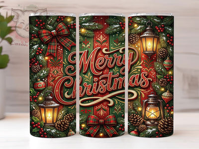 Merry Christmas Plaid 20oz Tumbler, Merry Christmas, Christmas Plaid, Plaid Christmas, Christmas Tumbler, Plaid Tumbler, Merry Xmas Plaid, 20oz Tumbler Wrap Sublimation Lara' s Designs 