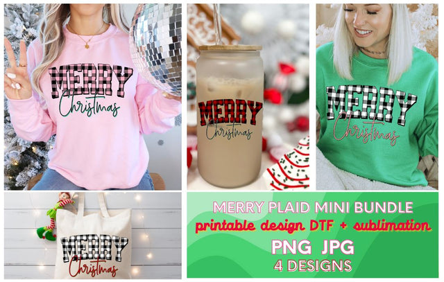 Merry Christmas Plaid Mini Bundle PNG JPG Sublimation So Fontsy Design Shop 