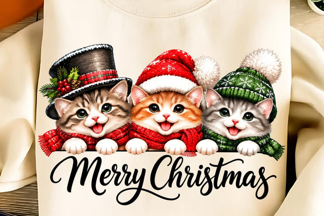 Merry Christmas PNG, Christmas Cats PNG Sublimation DesignPlante 503 