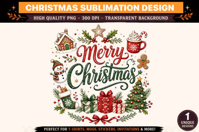 Merry Christmas PNG, Christmas Sublimation Design, Vintage Holiday T-Shirt PNG, Christmas DTF Design, Festive Xmas Shirt Sublimation BlackCatsMedia 