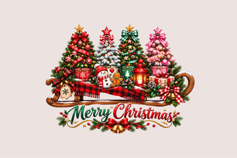 Merry Christmas PNG, Christmas Tree Clipart Sublimation SVGArt 