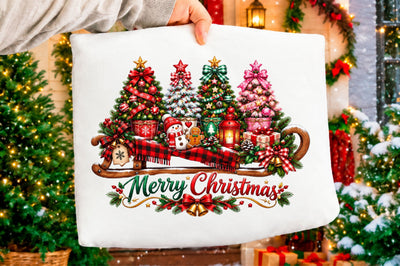 Merry Christmas PNG, Christmas Tree Clipart Sublimation SVGArt 