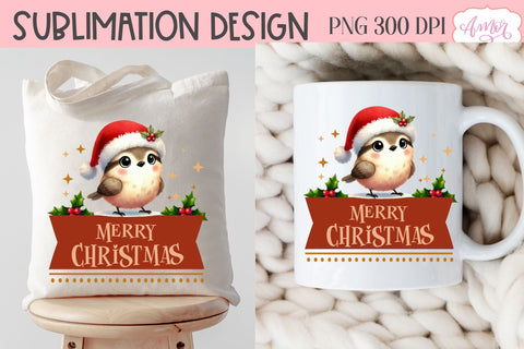 Merry Christmas PNG | Cute Christmas bird PNG Sublimation Amorclipart 