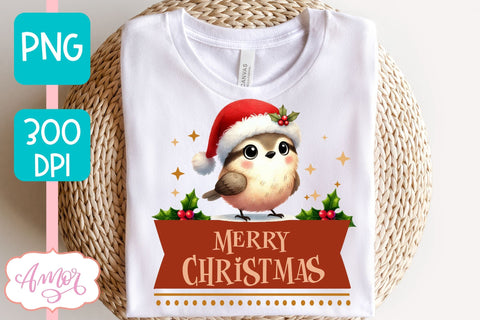 Merry Christmas PNG | Cute Christmas bird PNG Sublimation Amorclipart 