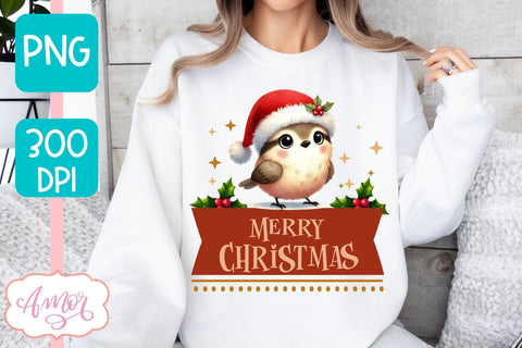 Merry Christmas PNG | Cute Christmas bird PNG Sublimation Amorclipart 