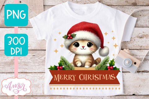 Merry Christmas PNG | Cute Christmas cat PNG Sublimation Amorclipart 
