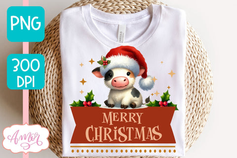 Merry Christmas PNG | Cute Christmas cow PNG Sublimation Amorclipart 