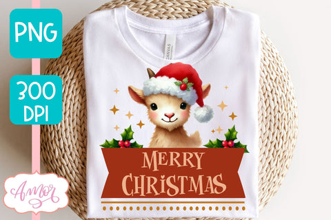 Merry Christmas PNG | Cute Christmas goat PNG Sublimation Amorclipart 