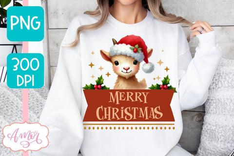 Merry Christmas PNG | Cute Christmas goat PNG Sublimation Amorclipart 