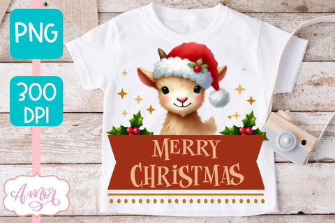 Merry Christmas PNG | Cute Christmas goat PNG Sublimation Amorclipart 