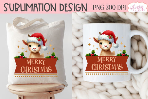 Merry Christmas PNG | Cute Christmas goat PNG Sublimation Amorclipart 