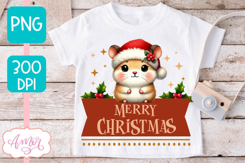 Merry Christmas PNG | Cute Christmas hamster PNG Sublimation Amorclipart 
