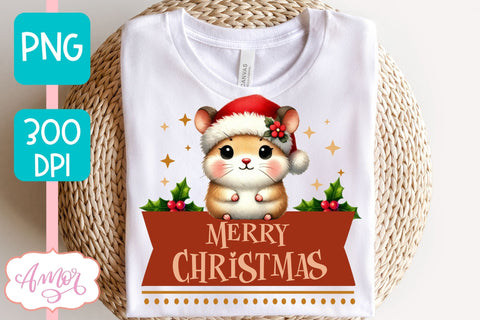Merry Christmas PNG | Cute Christmas hamster PNG Sublimation Amorclipart 
