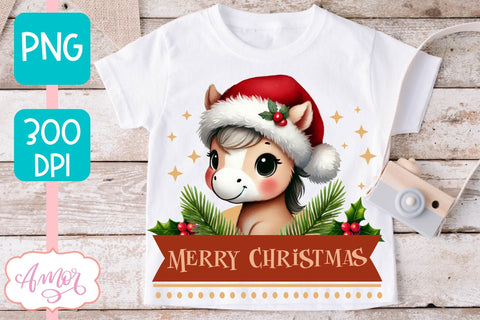 Merry Christmas PNG | Cute Christmas horse PNG Sublimation Amorclipart 