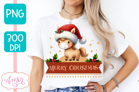 Merry Christmas PNG | Cute Christmas horse PNG Sublimation Amorclipart 